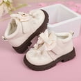 thumbnail image 7 of Toddler Booties Kids Lined Bow Princess Leather Short Boots Windproof Girls Ankle Boots White 7 Y-8 Y, 7 of 7