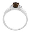 thumbnail image 4 of Mauli Jewels Rings for Women 0.9 Carat Oval Smokey Quartzand Diamond Ring 4-Prong 10K White Gold, 4 of 6