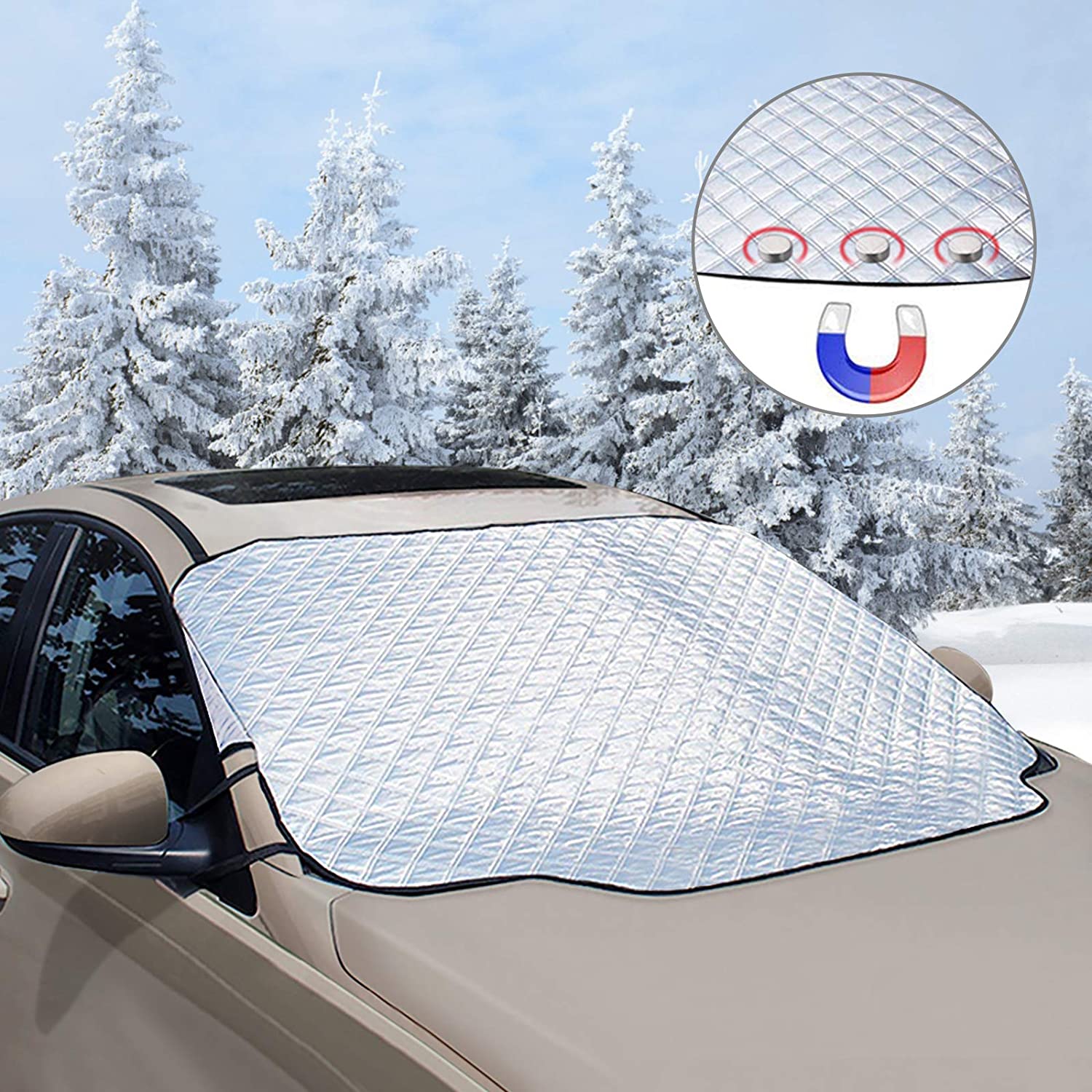 Windscreen Cover, Car Cover, Sun Protection, Fixation, Folding Removable  Windscreen, Perfect Against UV Radiation, Sun, Dust, Ice, Frost and Snow 