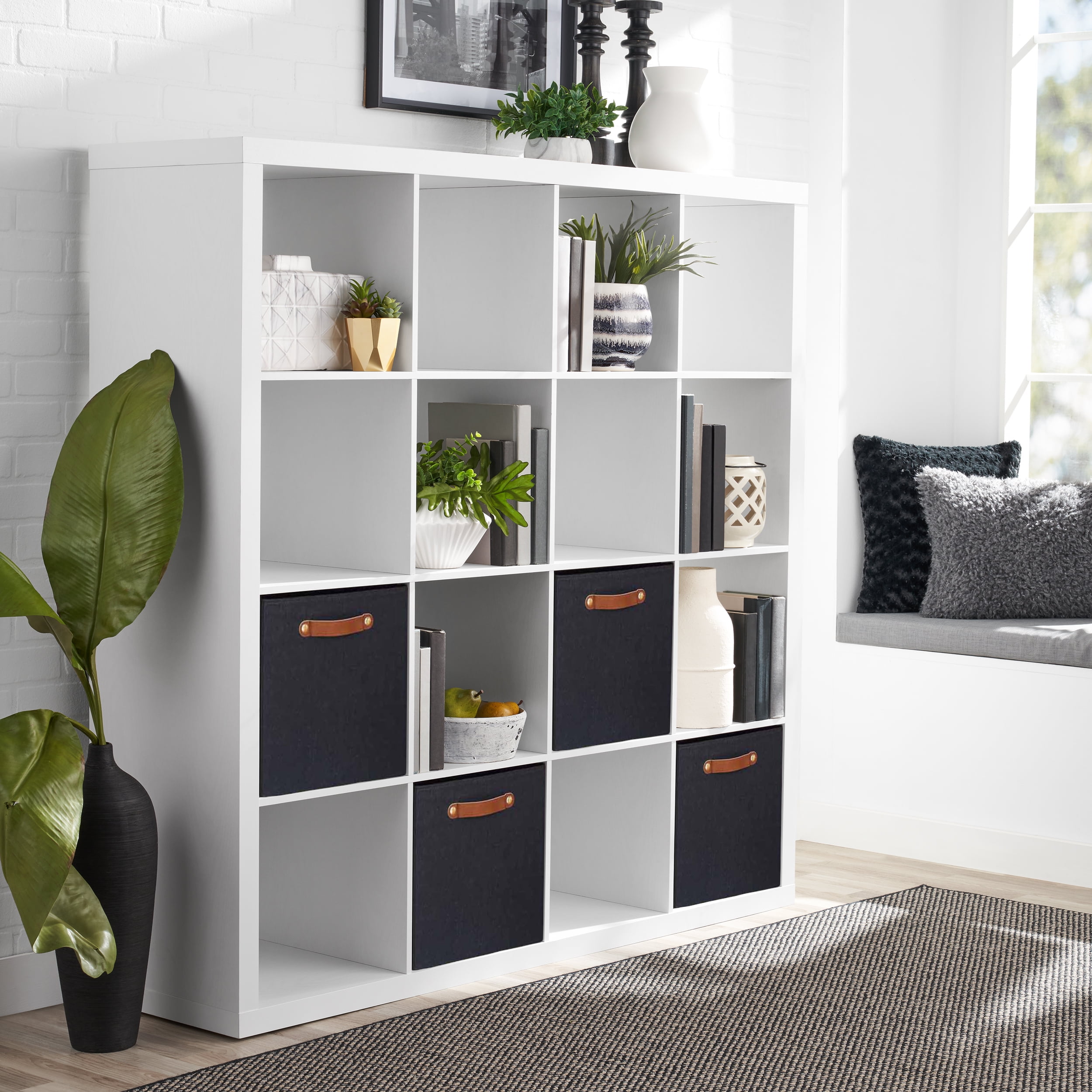 Better Homes & Gardens 16 Cube Storage Organizer, White Texture