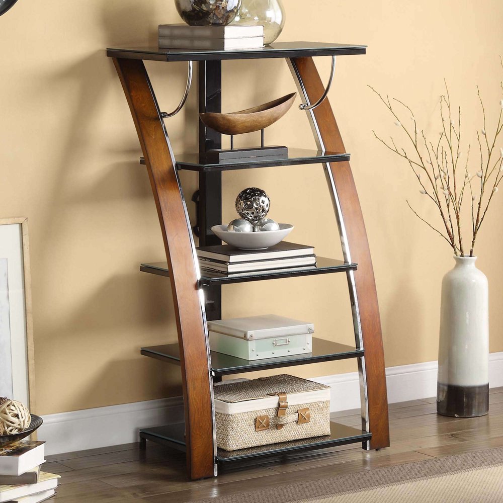 Whalen 5Shelf Audio/Video Tower for Your Home, Brown Cherry Finish