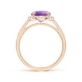 thumbnail image 2 of ANGARA Natural Round 1.7 ct Amethyst Cathedral Ring with Diamond Halo in 14K Rose Gold for Women (Size-8mm) | February Birthstone, Anniversary, Jewelry Gift for Women | Natural Amethyst Ring, 2 of 8