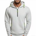thumbnail image 2 of pstuiky camisas de hombre de manga larga, Sudadera con capucha de manga larga, color liso, con media cremallera y múltiples bolsillos para hombre camisetas de hombre l, 2 of 3