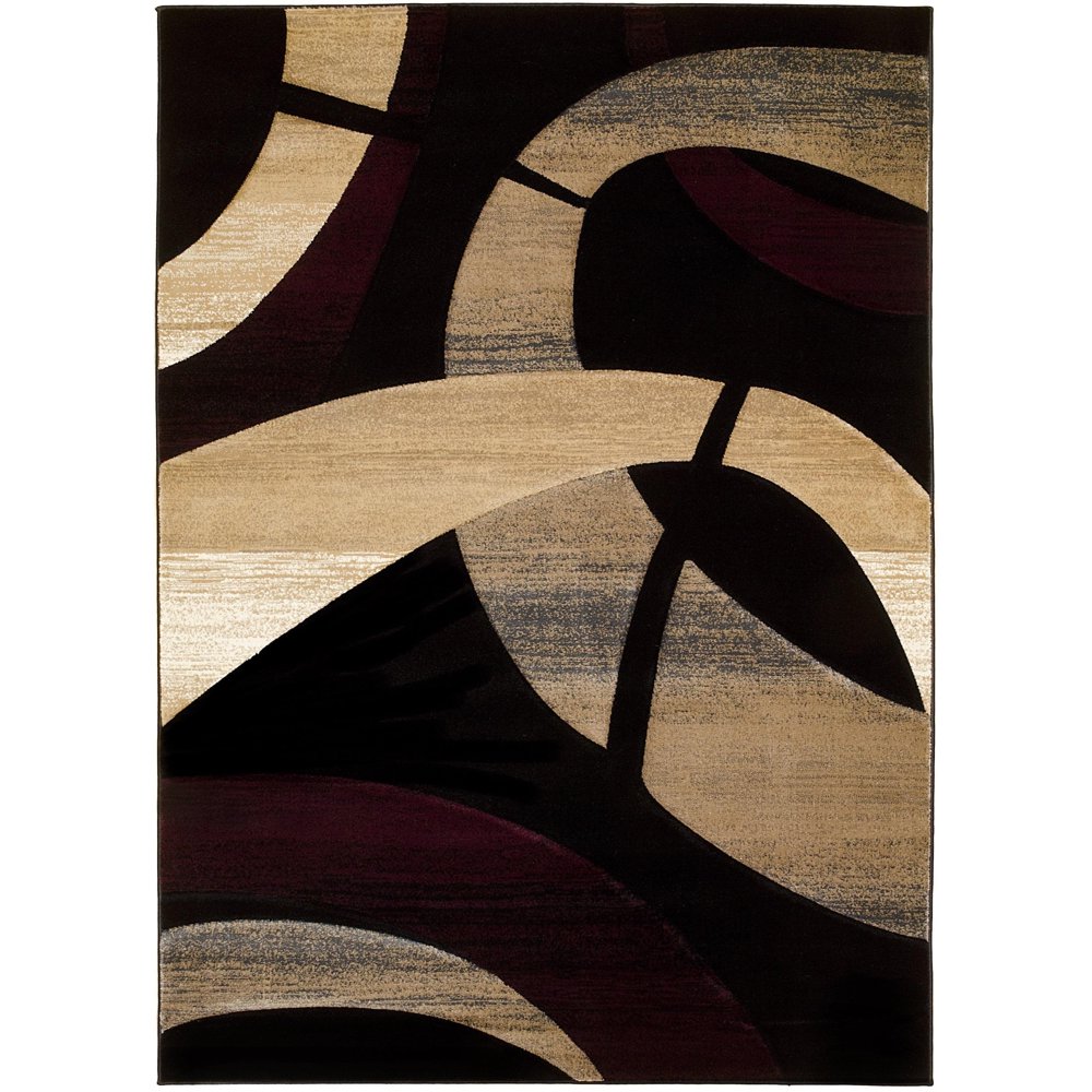 LYKE Home Hand Carved Black Abstract Area Rug 5x7