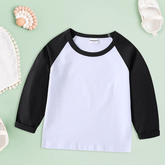 CUZIBR Toddler Girls Long Sleeve Shirts Crewneck Loose Fit Raglan Sleeve Classic Tee Breathable Spring Summer Fashionable Cozy Tshirt Truck dailywear,Black,3-4 Years