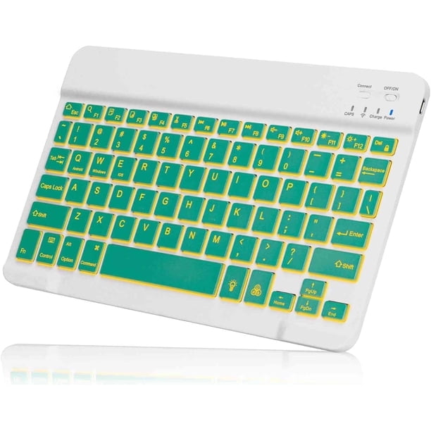 Innotech SC Combo de Teclado y Mouse Bluetooth Recargable Juego de Teclado de Mouse Inalámbrico Compacto Portátil Ultradelgado con Retroiluminación de 7 Colores para Android Windows Tableta Teléfono Celular iPad 13 y Superior-verde Oscuro