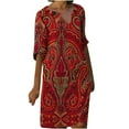 thumbnail image 1 of Robe Courte Décontractée à Manches Mi-Longues Col en V Imprimée pour Femmes, 1 of 4