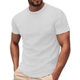 thumbnail image 2 of Domuza Men's T-Shirts Casual Short Sleeve Crewneck Knit Tee Shirts Summer Loose Fit Knit Pullover Tees White M, 2 of 5