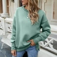thumbnail image 2 of IROINNID Reduced Polyester Long Sleeve T Shirt for Women Cotton Shirts for Women Daily New Bottom Split Fleece Round Neck Pullover With Plush And Thickened Sweater,Green, 2 of 8