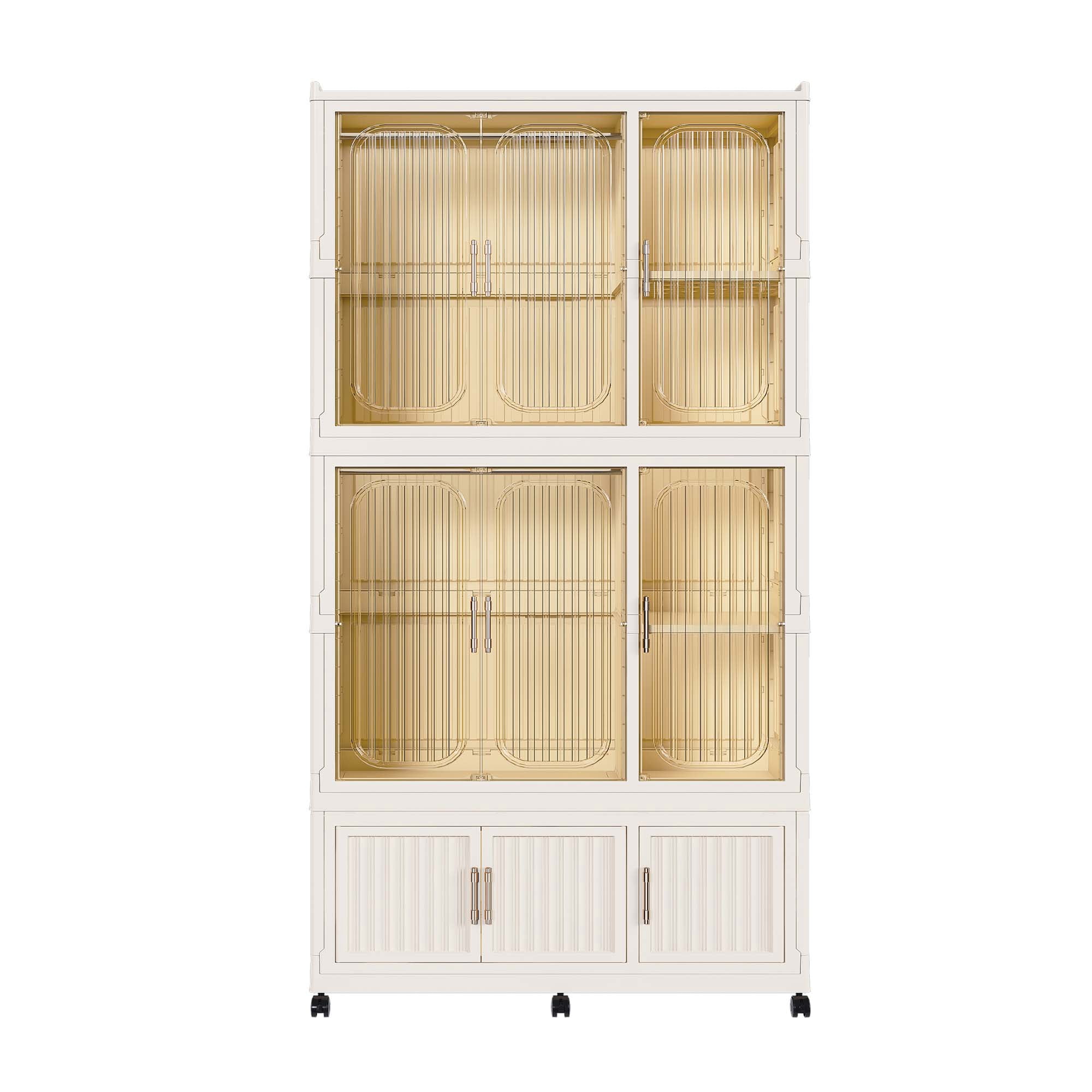 Miniyam 36.22" x 17.72" x 77.1" Includes 6 Hangers – Portable Wardrobe Closet – 9 Magnetic Doors, 9 Cubes, 2 Hanging Rods