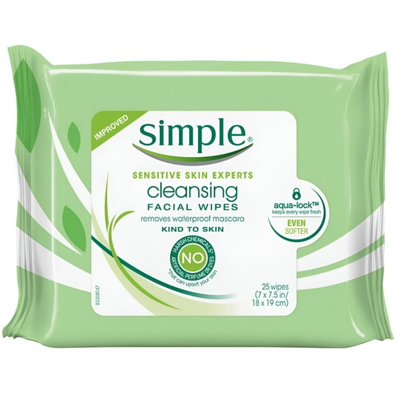 Simple Kind to Skin Facial Wipes Cleansing 25 ct (Pack of 4)