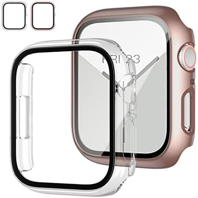 2 Pack Case with Tempered Glass Screen Protector for Apple Watch SE(2023) Series 6/5/4/SE 40mm JZK Slim Guard Bumper Full Coverage Hard PC Protective Cover HD Ultra-Thin Cover for iWatch