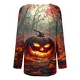 thumbnail image 4 of Oplxuo Halloween T-Shirt for Women Crew Neck Long Sleeve Ghost Print Blouse Flowy Plus Size Tunic Top to Wear with Leggings, 4 of 4