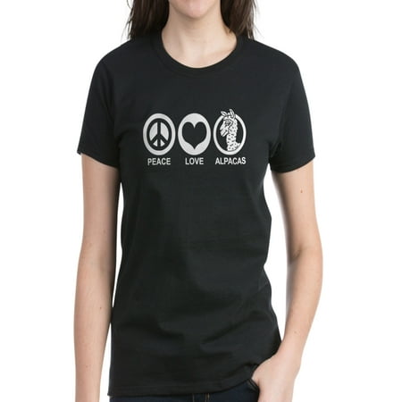 - CafePress - Peace Love Alpacas - Women's Dark T-Shirt