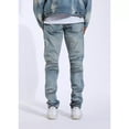 thumbnail image 3 of Crysp Denim Men's Skywalker Moto Distressed Rips Skinny Fit Stretch Denim Jeans (32, Light Blue Distressed), 3 of 7