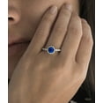 thumbnail image 4 of 1.5 Carat Round Cut Sapphire and Diamond Flower Vintage Designer Engagement Ring on 10k White Gold, 4 of 4