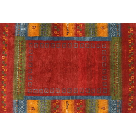 Ahgly Company Machine Washable Indoor Rectangle Contemporary Sienna Brown Area Rugs, 7' x 9'