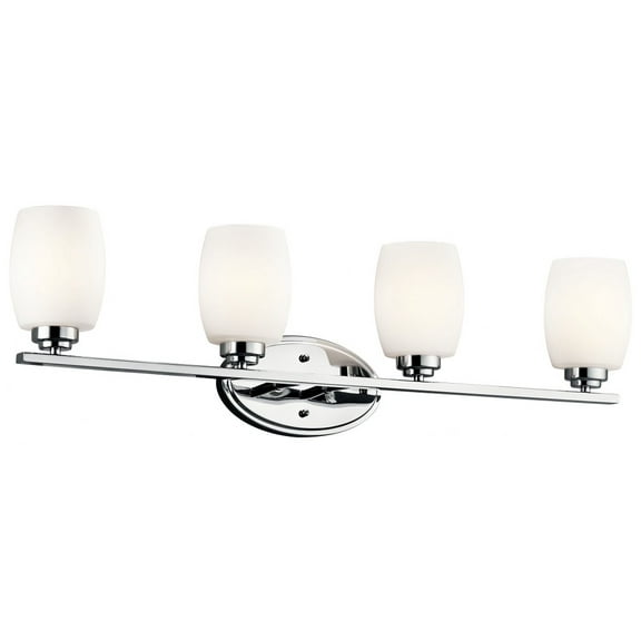 4 Light Bath Vanity Approved For Damp Locations With Contemporary Inspirations 9.25 Inches Tall By 33.75 Inches Wide-Chrome Finish-Incandescent