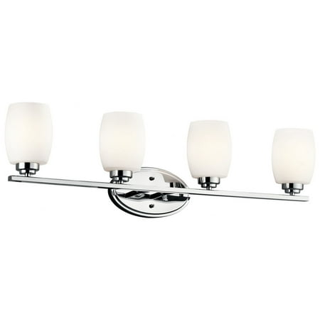 

4 Light Bath Vanity Approved for Damp Locations with Contemporary Inspirations 9.25 inches Tall By 33.75 inches Wide Chrome Incandescent Bailey Street