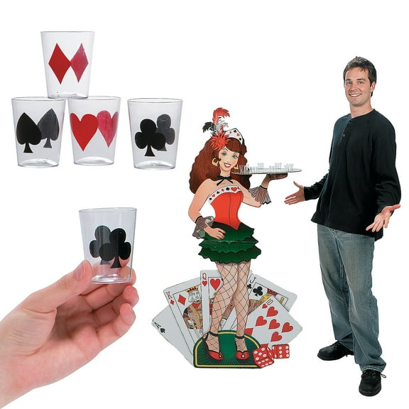 Fun Express 5 Ft. Casino Shot Glass Holder Stand-Up Kit - 25 Pieces