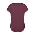 thumbnail image 5 of Women's Solid Color Flouncy Blouse to Hide the Belly Fashion Women Pleated Tops Dressy Casual Short Sleeve Tunic Tops Loose Fit Flowy V Neck Vintage Summer Clothes for Teen Girls Wine T Shirts XXL, 5 of 6