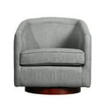 thumbnail image 3 of BizChair Traditional Foam Polyester Steel Swivel Barrel Accent Armchair with 360 Degree Metal Base, Gray, 3 of 15