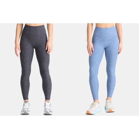 (2 pack) Athletic Works Women's and Women's Plus ButterCore Full Length Leggings with Pockets, Sizes XS-4X
