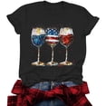 thumbnail image 6 of Mifsaly American Flag Shirt Women Crewneck Short Sleeve Cotton Tops Summer Casual Wine Glass Graphic T Shirts Daily Wear Versatile Patriotic Summer Fashion Tees L, 6 of 6