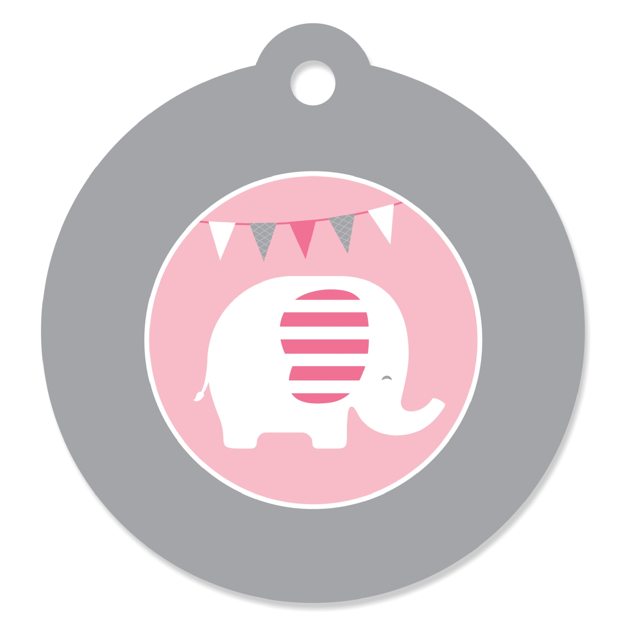 Elephant PINK 24 Personalized Baby Shower Favor Tags 