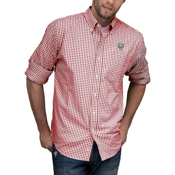 Men's Red/White New Mexico Lobos NCAA Gingham Button-Down Check Shirt