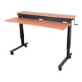 thumbnail image 2 of Stand Up Desk Store Crank Adjustable Two Tier Standing Desk with Heavy Duty Steel Frame (Black Frame/Teak Top, 60" Wide), 2 of 8