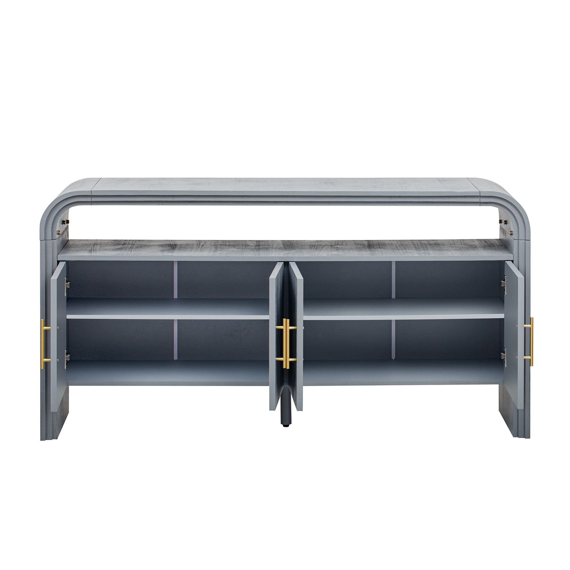 EUROCO 59.8" Long Console Table,Modern Entryway Table with 4 Cabinets,Open Storage Shelf and 4 Doors,Accent Table Behind Couch Table for Living Room/Entryway/Foyer/Hallway,Gray