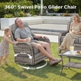 thumbnail image 3 of Unnifurnzi Outdoor Swivel Glider Patio Chairs-High Back Swivel Patio Chairs Set of 2 with Outdoor Side Tables All Weather Wicker Patio Furniture Set for Deck Porch Poolside Balcony-Gray/Gray, 3 of 7