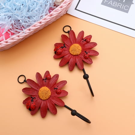 

LongYTong 4pcs Resin Hooks Daisy Decorative Hooks Wall Hooks Wall Hangers Hanging Wall Mounted Key Hook for Home Restaurant (Red)
