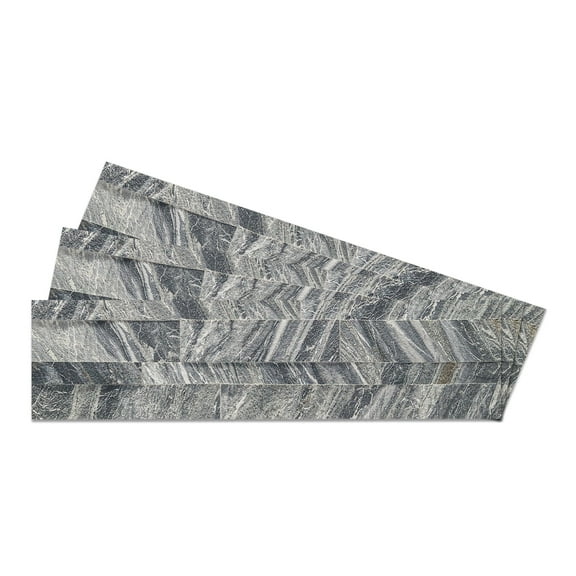 Iridium Black - Self-Adhesive 3D Peel & Stick Stacked Natural Stone Tiles [Pack of 10]