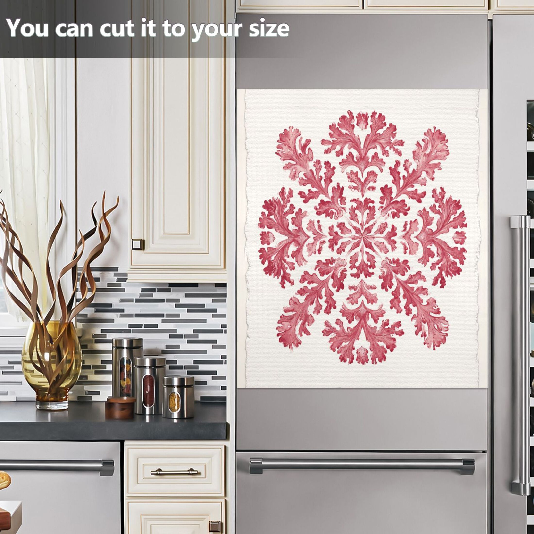IAUYY Magnetic decorative sticker - 23x26 Inch PVC Refrigerator Decorative Cover, Removable DIY Art for Kitchen Appliances Coral Pattern