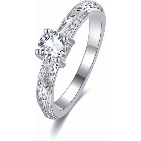 Engagement Rings for Women S925 Sterling Silver Moissanite Filigree Wedding Promise Rings Anniversary Jewelry for Her Women Wife Lover-7
