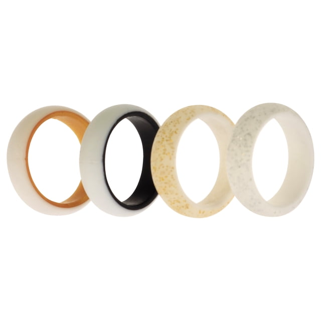 Juego de anillos de boda de silicona de 2 capas - Novia de ROQ para mujer - Anillo de 4 x 4 mm