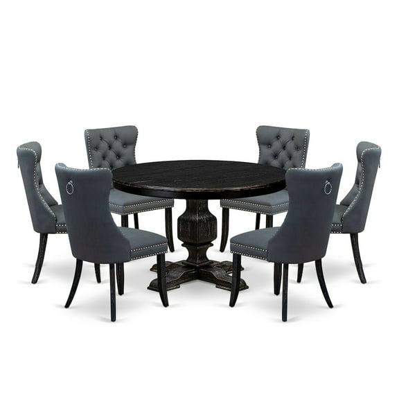 Luxe by East West Furniture 7-Piece Kitchen Table Set In Platinum Gray Color