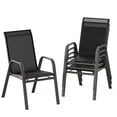 thumbnail image 1 of Gaderth Patio Chairs Set of 4, Outdoor Stackable Dining Chairs With Textilene Fabric, High Back All Weather Deck Chairs With Steel Frame and Armrests for Backyard Poolside Garden Balcony, 1 of 8
