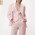 thumbnail image 3 of Top sin mangas con cuello en V traje de trabajo de oficina elegante de Color sólido con un solo pecho para mujer, 3 of 6