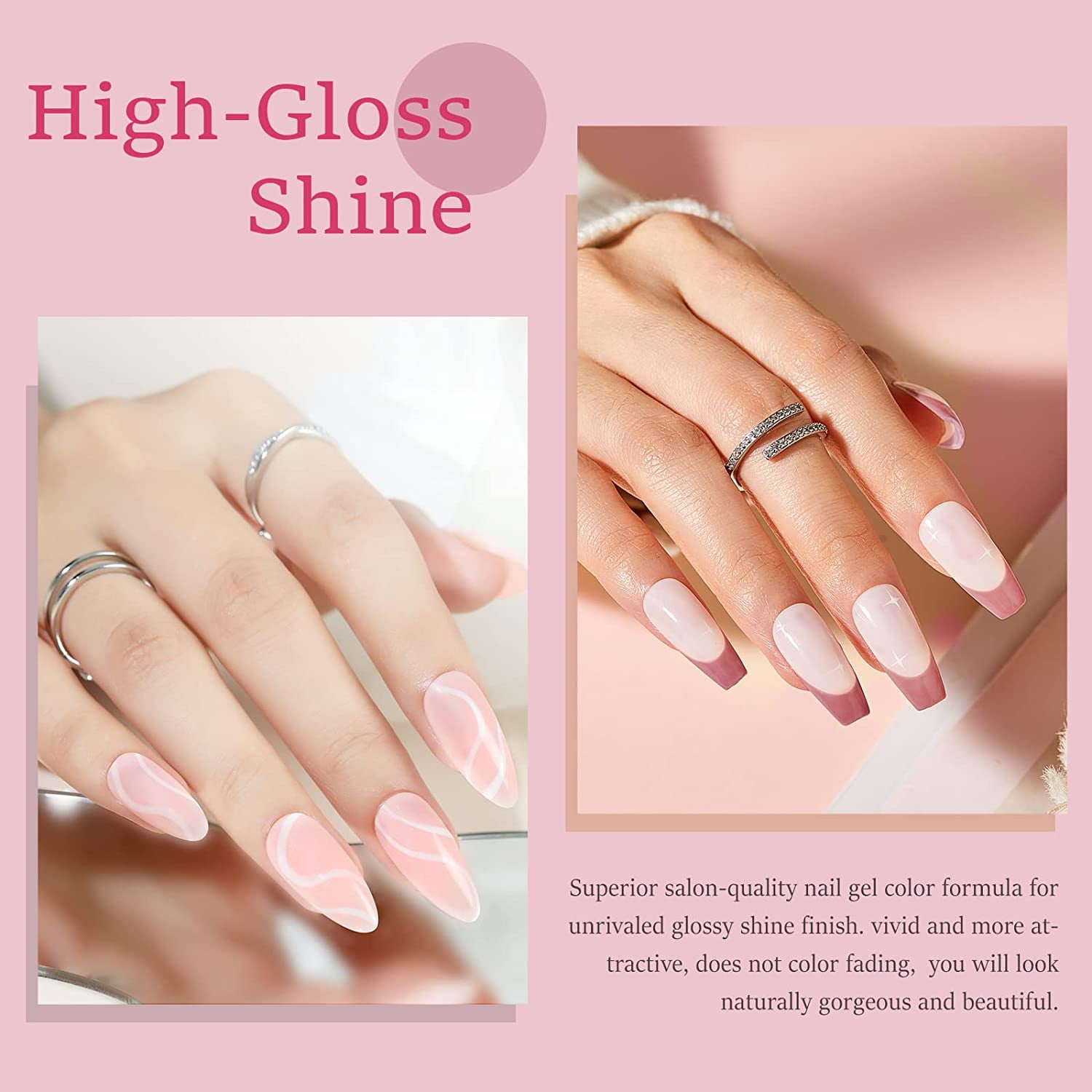 Secret Lives glossy artifical fake false press on nails matte light pink  color with golden glitter design matte pink color white flower and golden  pearl design 24 pieces set with kit :