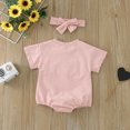 thumbnail image 6 of Toddler Easter Outfit Cute Bunny Print Short Sleeve Romper Bodysuit Bunny Outfit for Girls 12-18 Months, 6 of 6