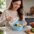 thumbnail image 7 of Collapsible Silicone Steamer Pot for Microwave, Foldable Vegetable Steamer with Perforated Tray, Space-Saving Kitchen Cookware with Cool-Touch Handles, 7 of 7