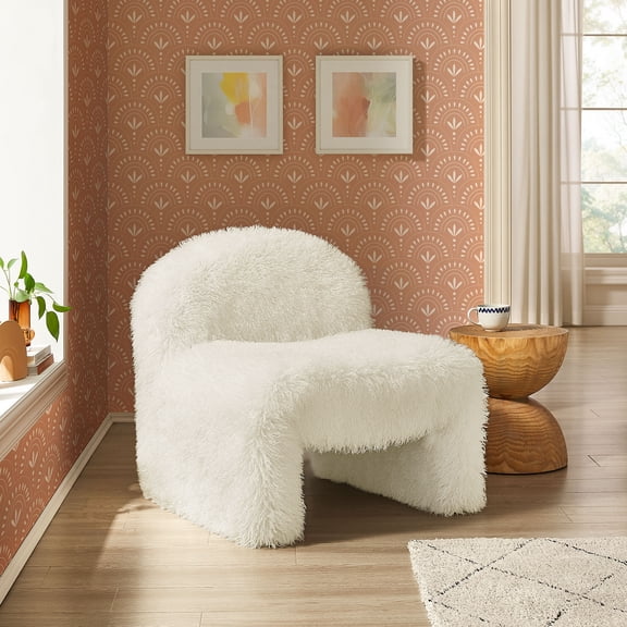 Mina Faux Fur Accent Chair in White