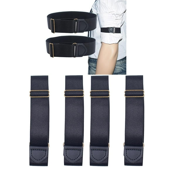 2Pairs Adjustable Anti Slip Elastic Shirt Sleeves Holder Armband Garter Band