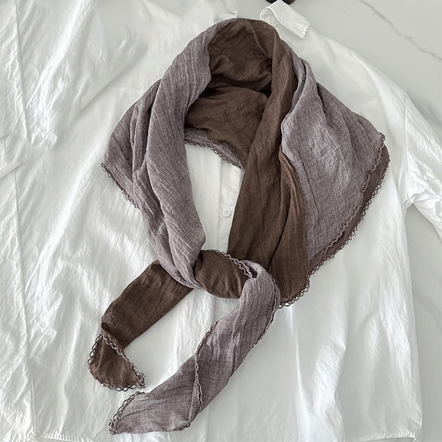 Bufandas para mujer, bufanda de lino y dos colores con forma, bufanda larga versátil para mujer, bufanda de seda con temperamento coreano, bufanda de tendencia para mujer.