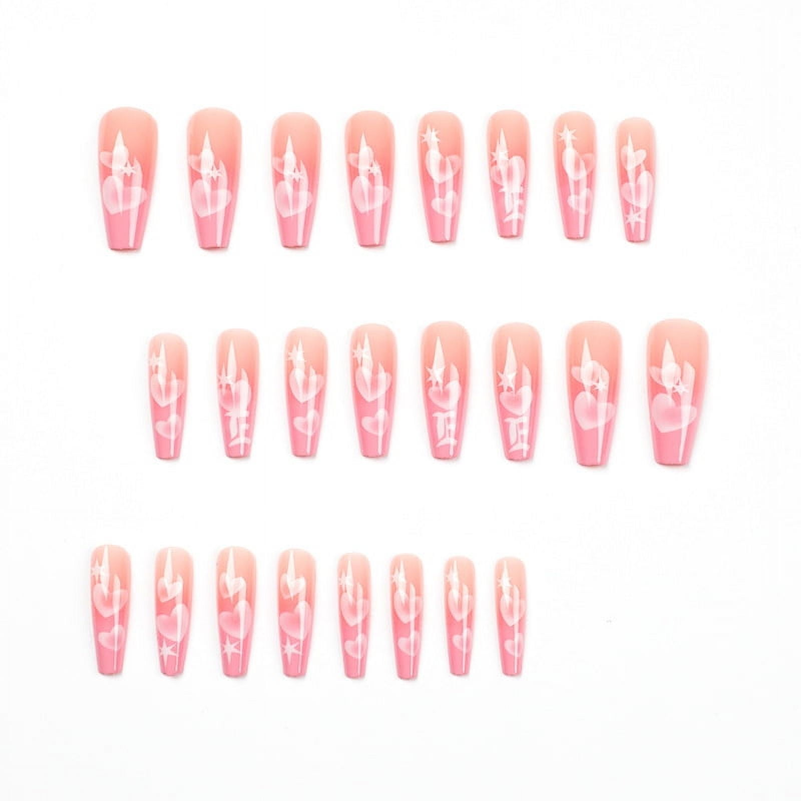24pcs Artifical Bails With Glue Fake Nail Tips With Design Detachable Press On Nails Long Fake Nail Finished Nail Piece Sticker