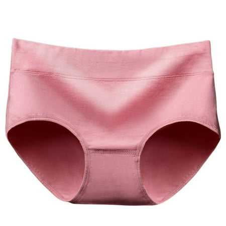 

Women s Cotton Panties Fashion Solid Color Middle Waist Briefs Comfortable Panty Underwear Bean Paste L