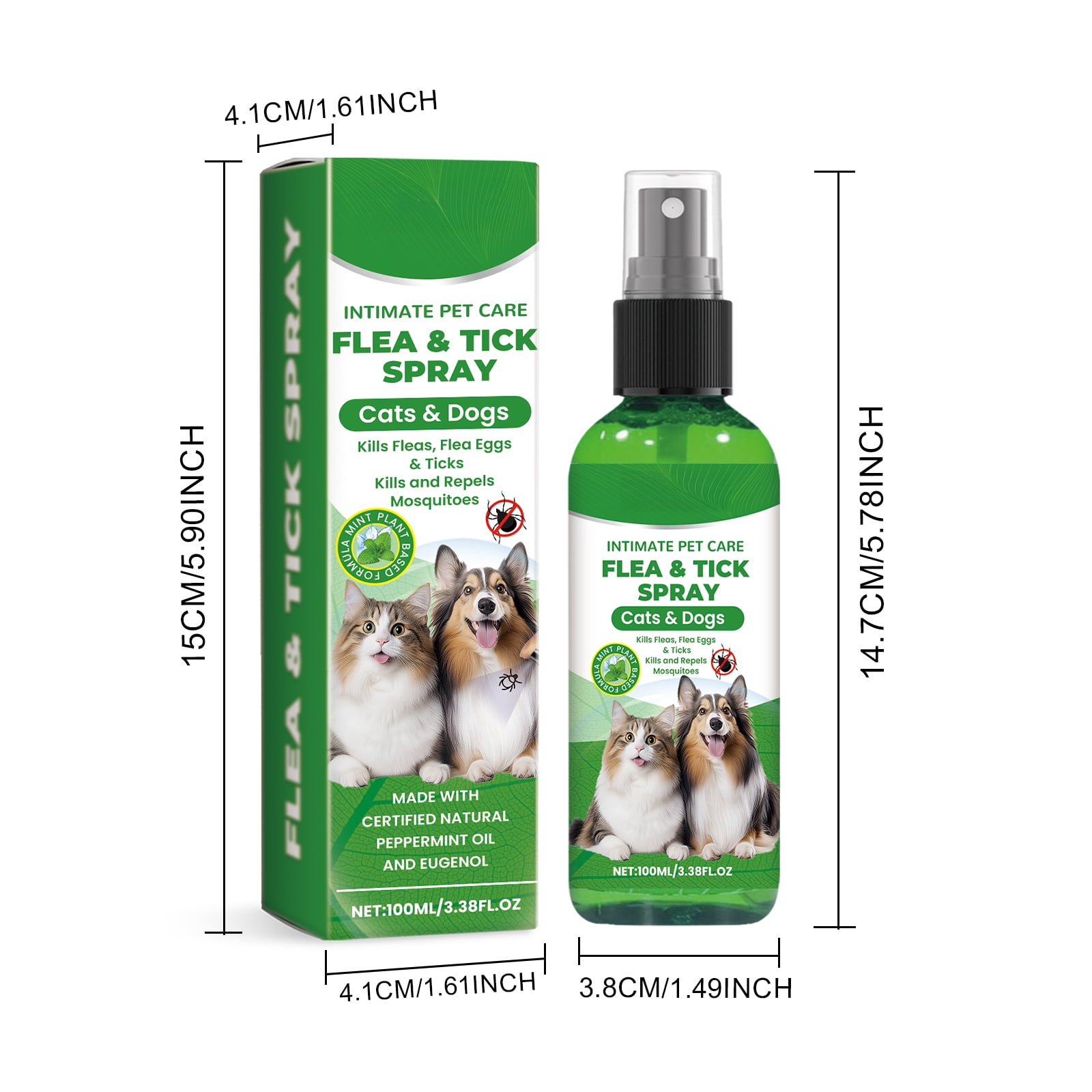 Alvantor Plant-Based Aloe Vera Formula Flea & Tick Prevention Spray for Dogs and Cats - 3.38 fl. oz